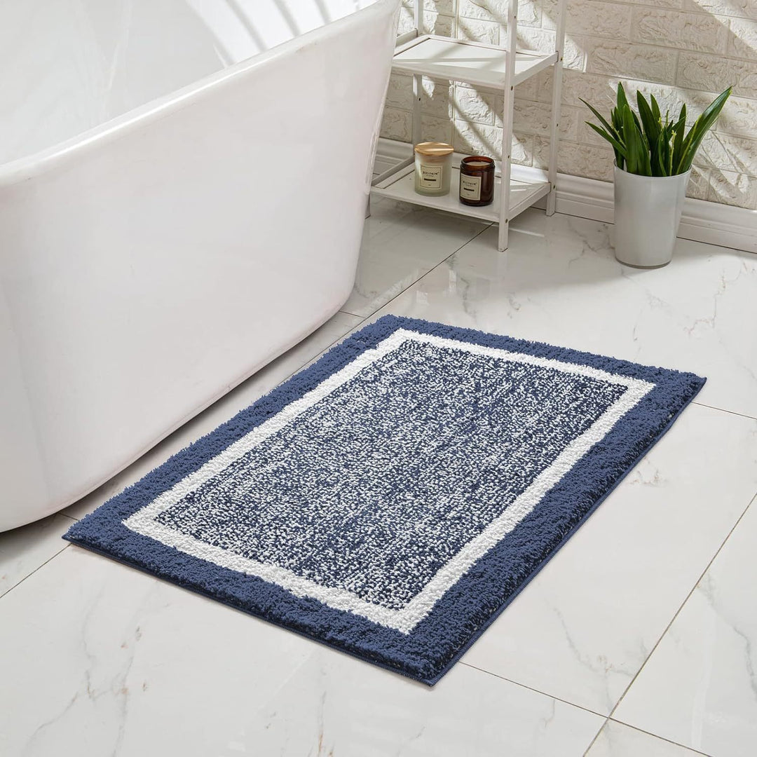 Plush Memory-Foam Non-Slip Checkerboard Bath Rug Bowlift