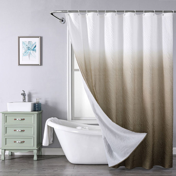 Textured Leaf Pattern Shower Curtain Bowlift