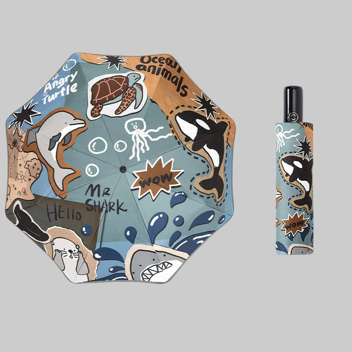 Women's Folding Umbrella with Space Design Bowlift