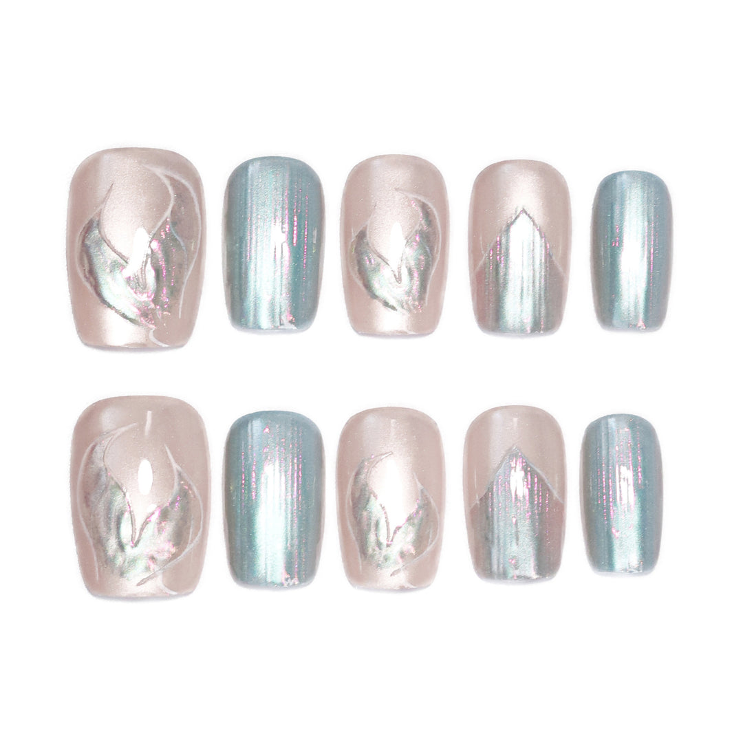 Artistic Nail Tips with Floral Design Bowlift