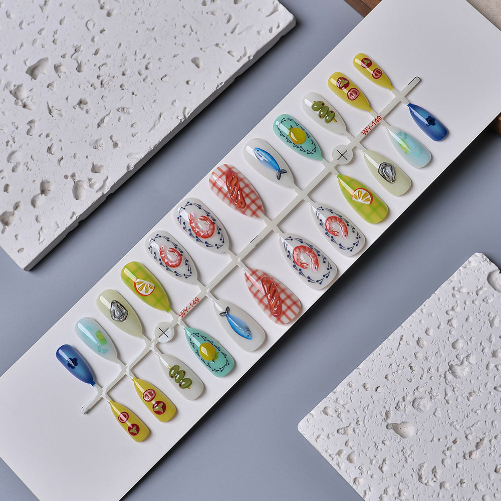 Artistic Ocean-Inspired Press-On Nails Bowlift