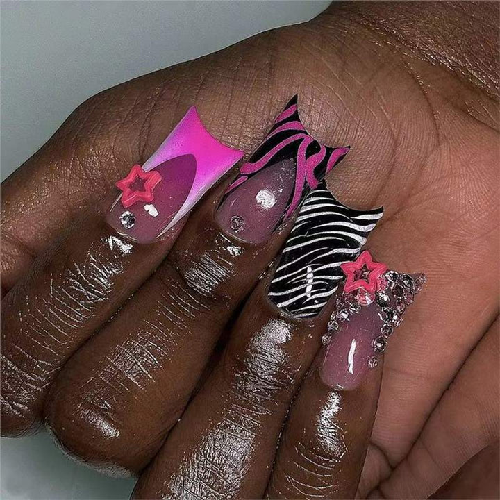 Artistic Long Press-On Nail Design Bowlift