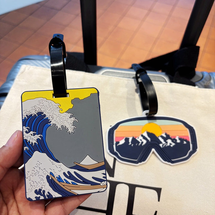 Adventure-Themed Ski Goggles Luggage Tag Bowlift