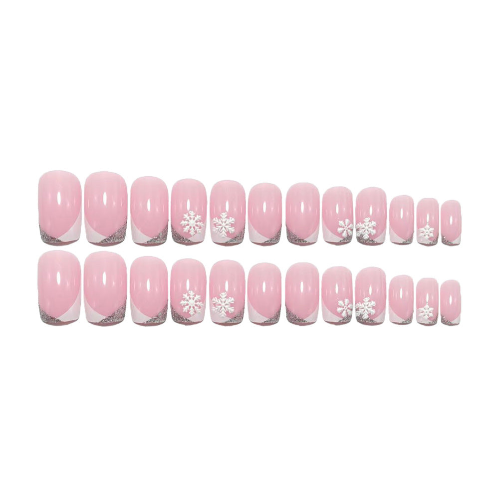 Artificial nails with glamorous snowflake design Bowlift