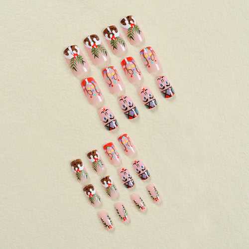 Artificial nail set with festive Christmas motifs Bowlift