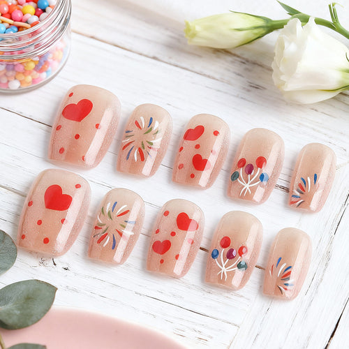 Creative Heart-Themed Press-On Nail Art Bowlift