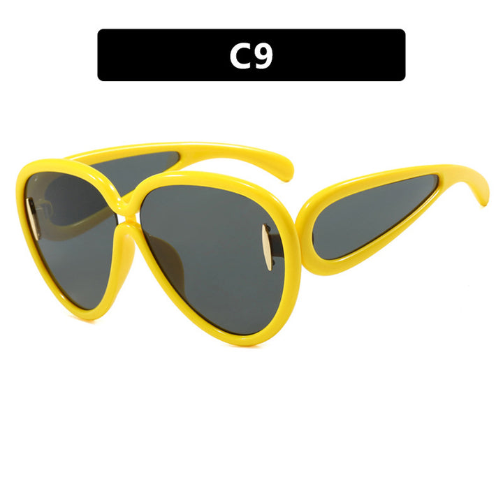 Women extravagant sunglasses in creative design Bowlift