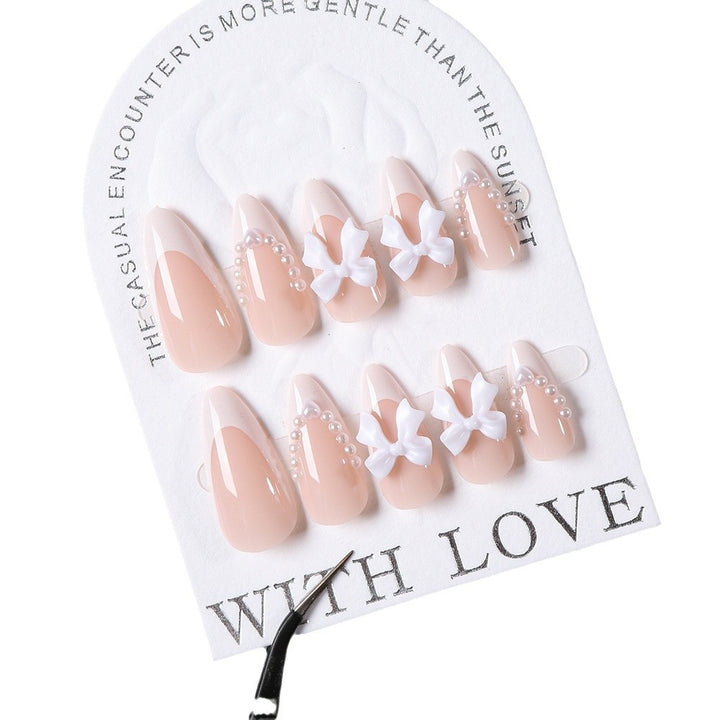 Decorative Press-On Nail Tips with Bow Accents Bowlift