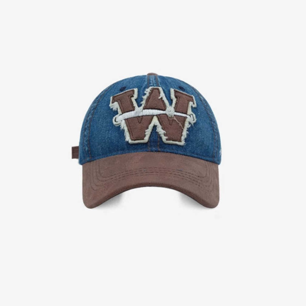 Men's Distressed Denim Baseball Cap Bowlift