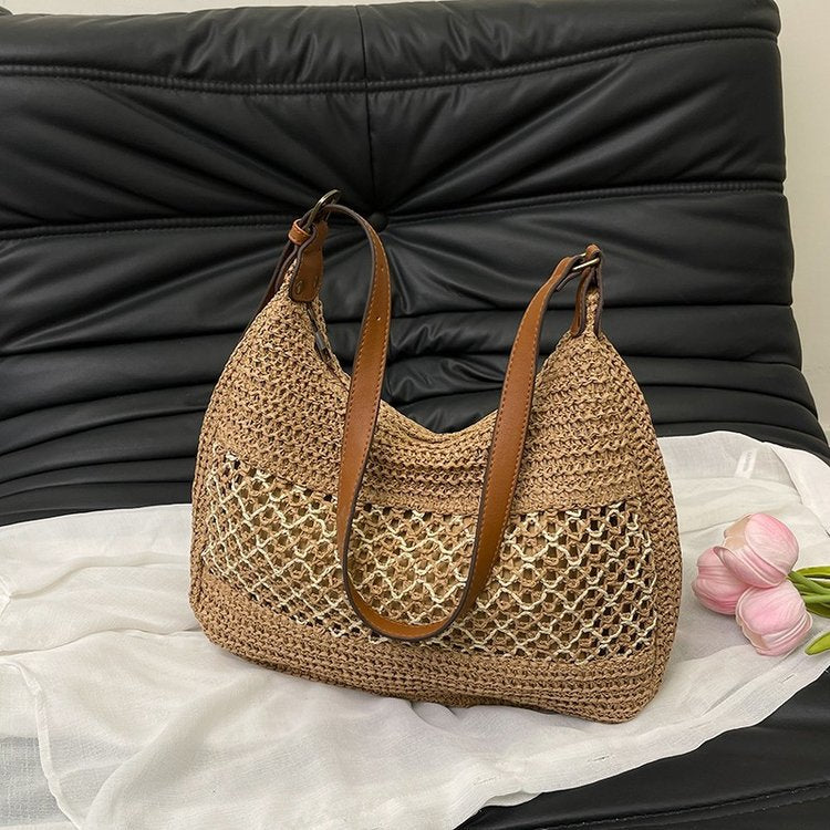 Hand-knotted shoulder bag with leather accents Bowlift