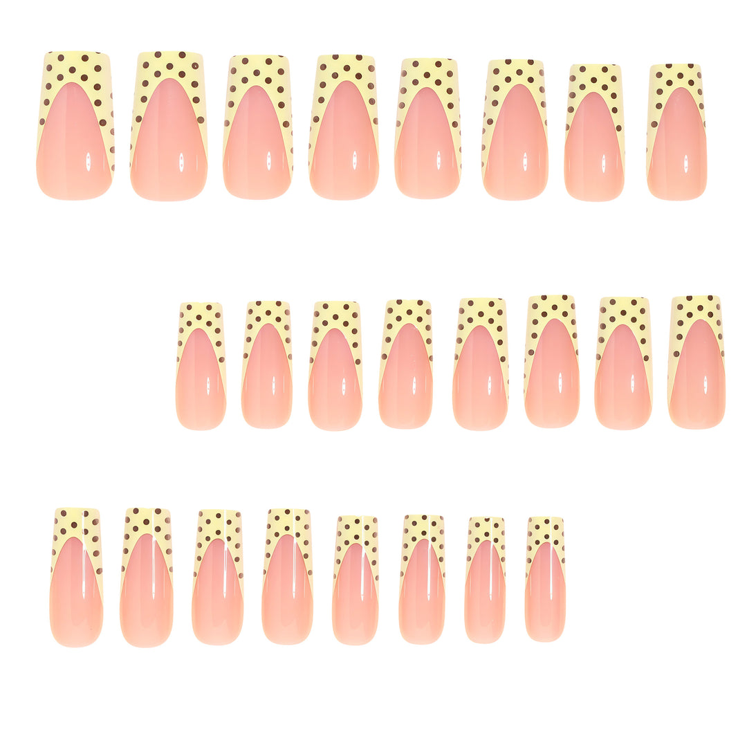 Artistic Long Nail Extensions with Polka Dot Design Bowlift