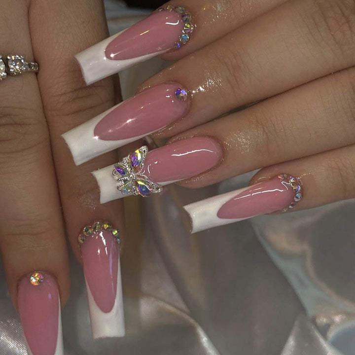 Elegant Butterfly-Embellished Nail Extensions Bowlift