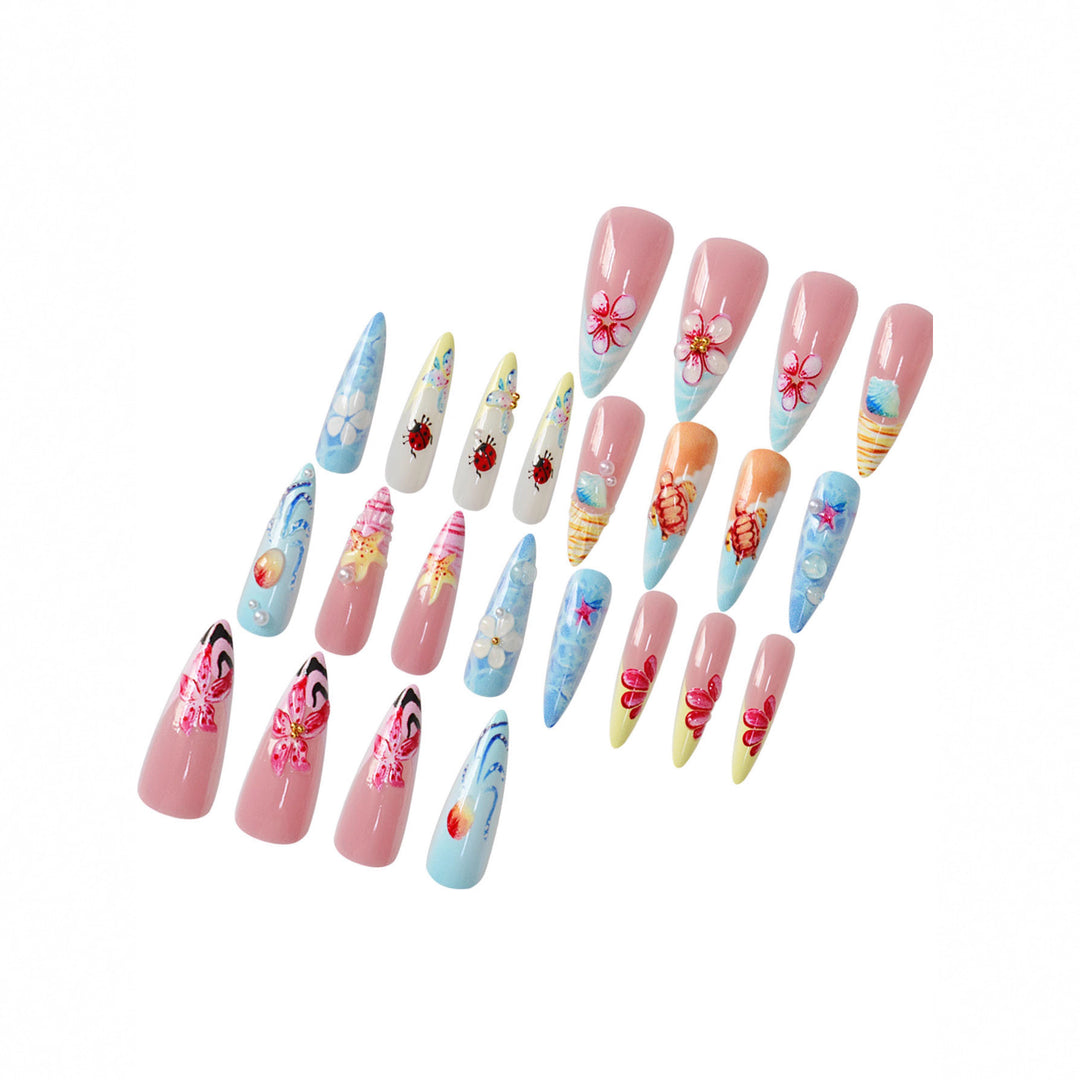 Artistic Sea-Themed Nail Art Bowlift