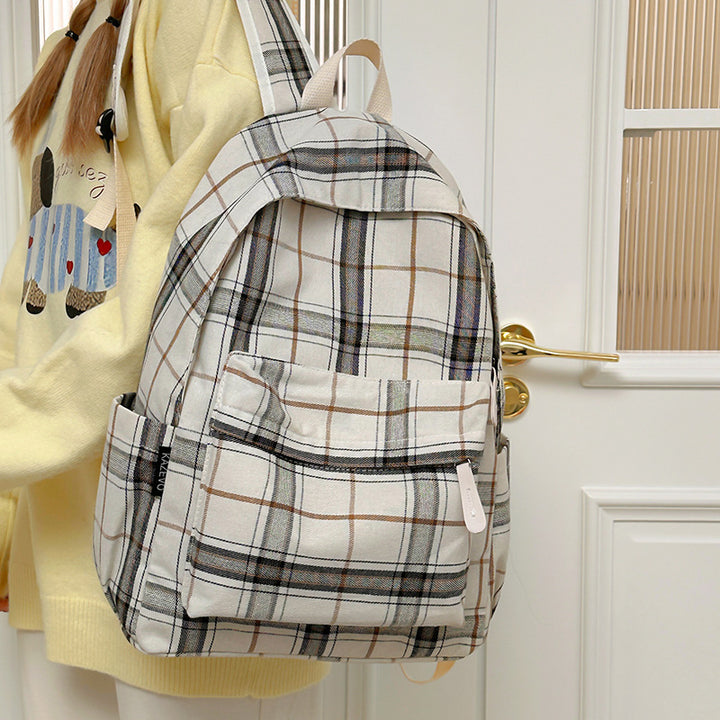 Plaid Patterned Backpack Bowlift