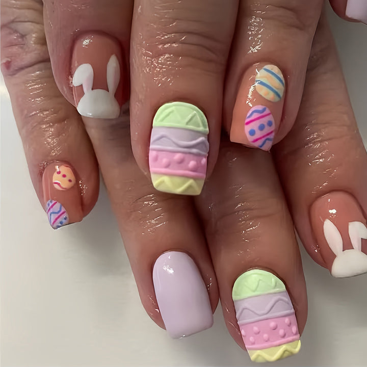 Decorative Easter-Themed Press-On Nail Art Bowlift