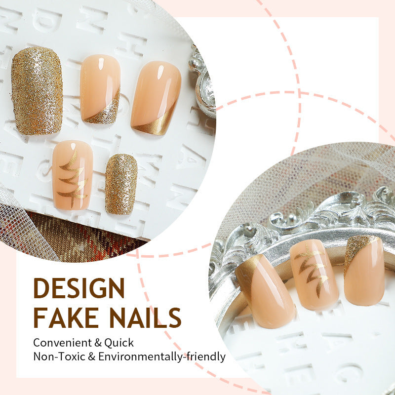 Artificial nail set with elegant gold accents Bowlift