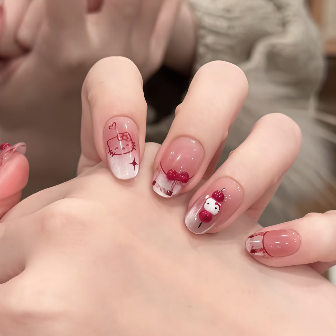 Artificial nails with playful Hello Kitty design Bowlift