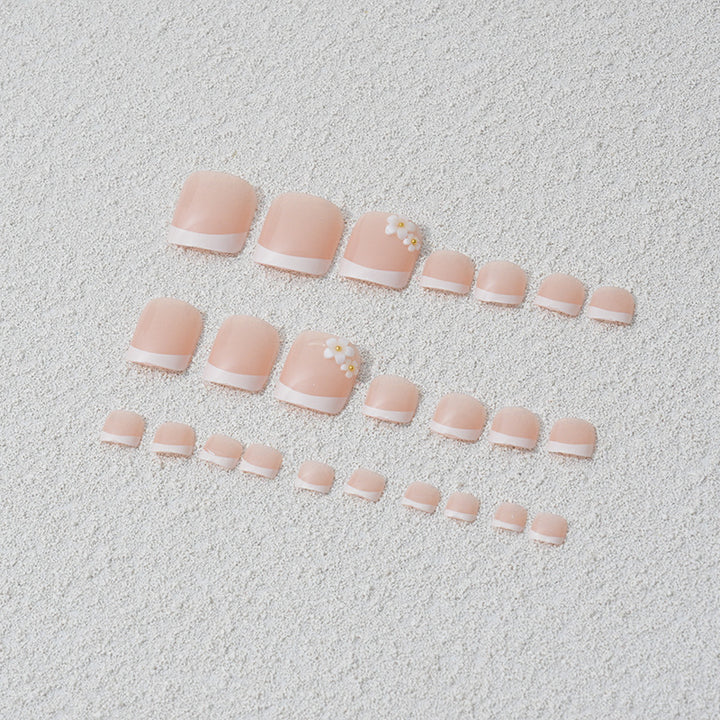 Artificial nail set with elegant flower and French tip designs Bowlift