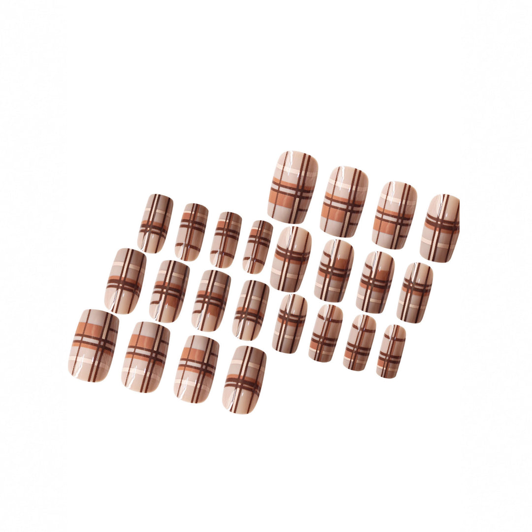 Stylish Plaid Press-On Nail Set Bowlift