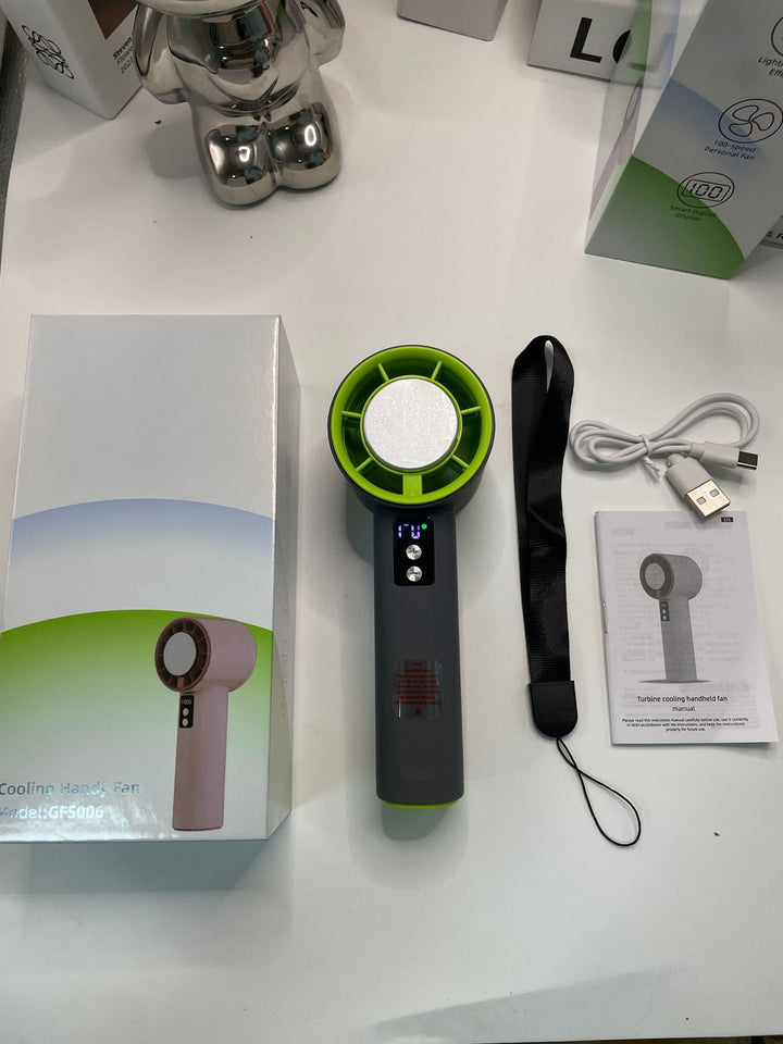 Women's Portable Turbo Hand Fan with Digital Control Bowlift