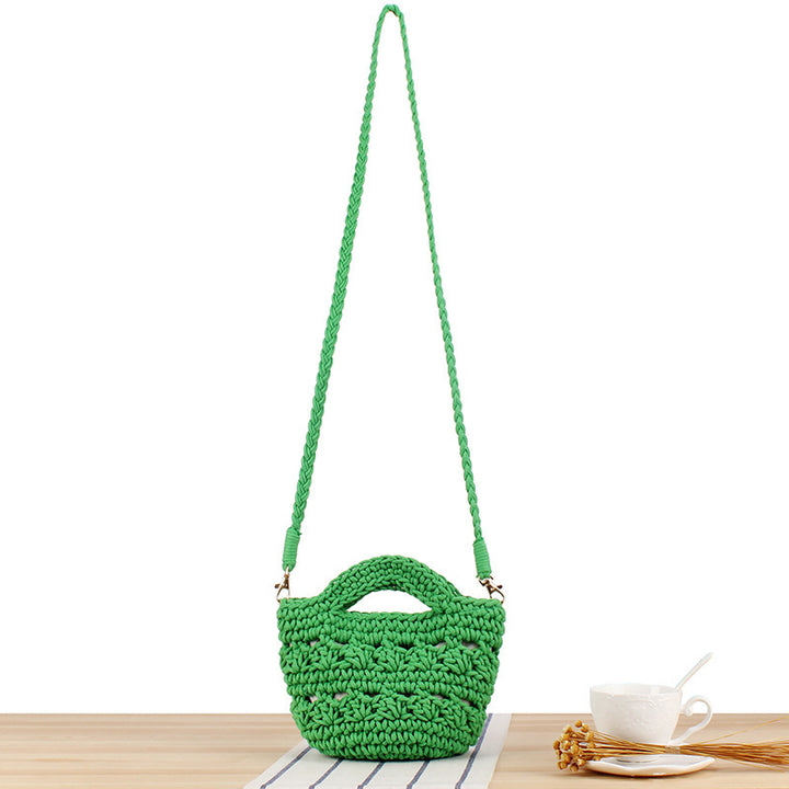 Playful macrame shoulder bag with braided handle Bowlift
