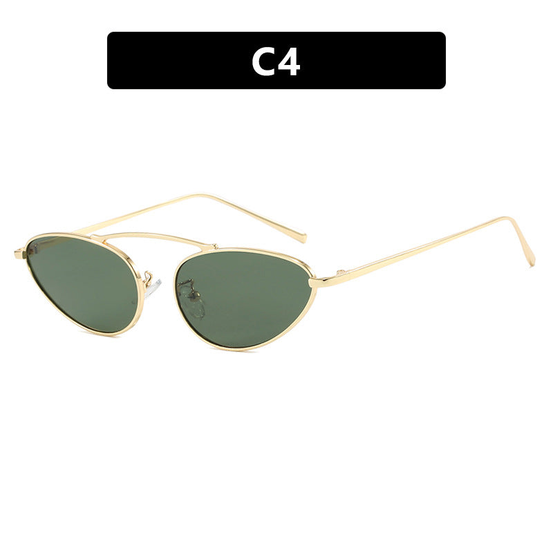 Women trendy Cat-Eye sunglasses with slim metal frame Bowlift