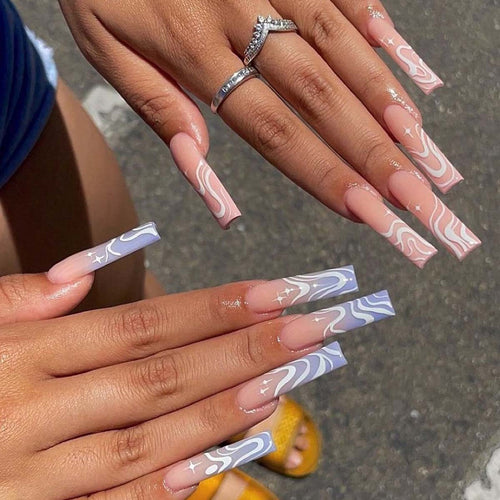 Stylish artificial nails with modern wave designs Bowlift
