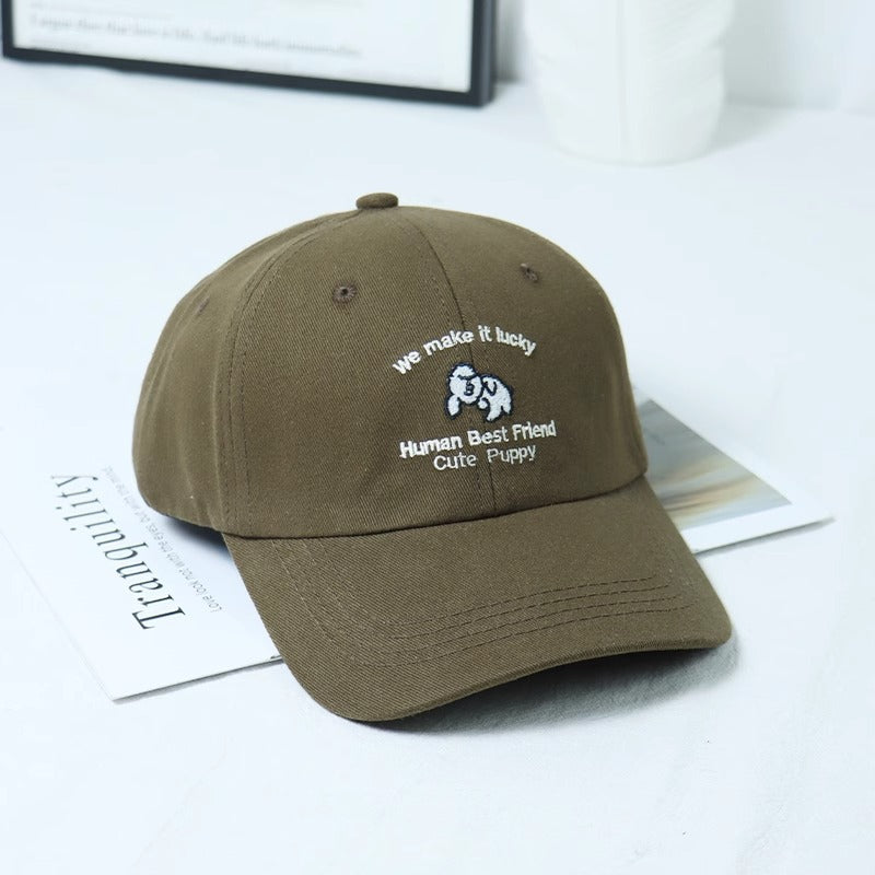 Women's Embroidered Puppy-Themed Baseball Cap Bowlift