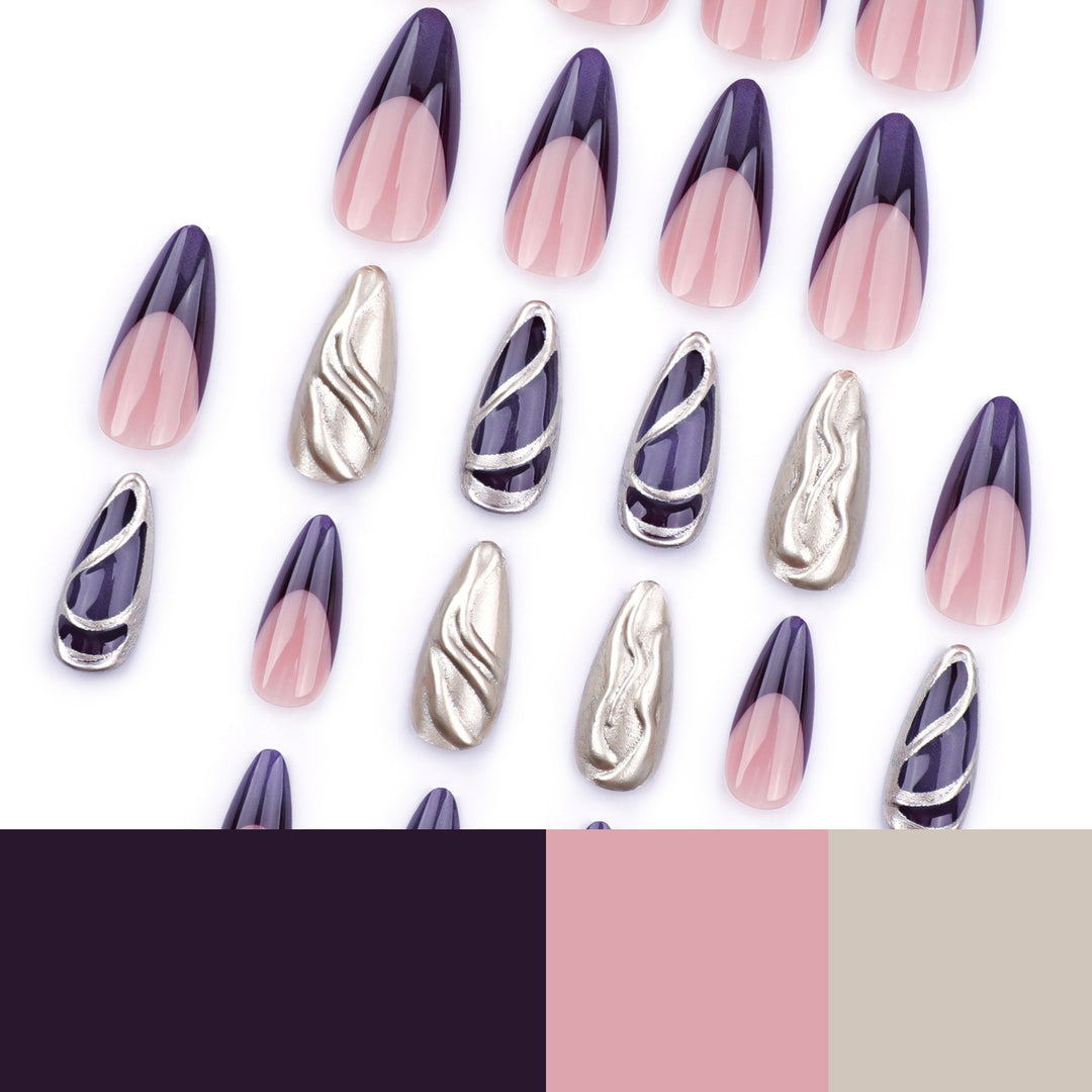 Artful stiletto nails with elegant gold and ombre design Bowlift