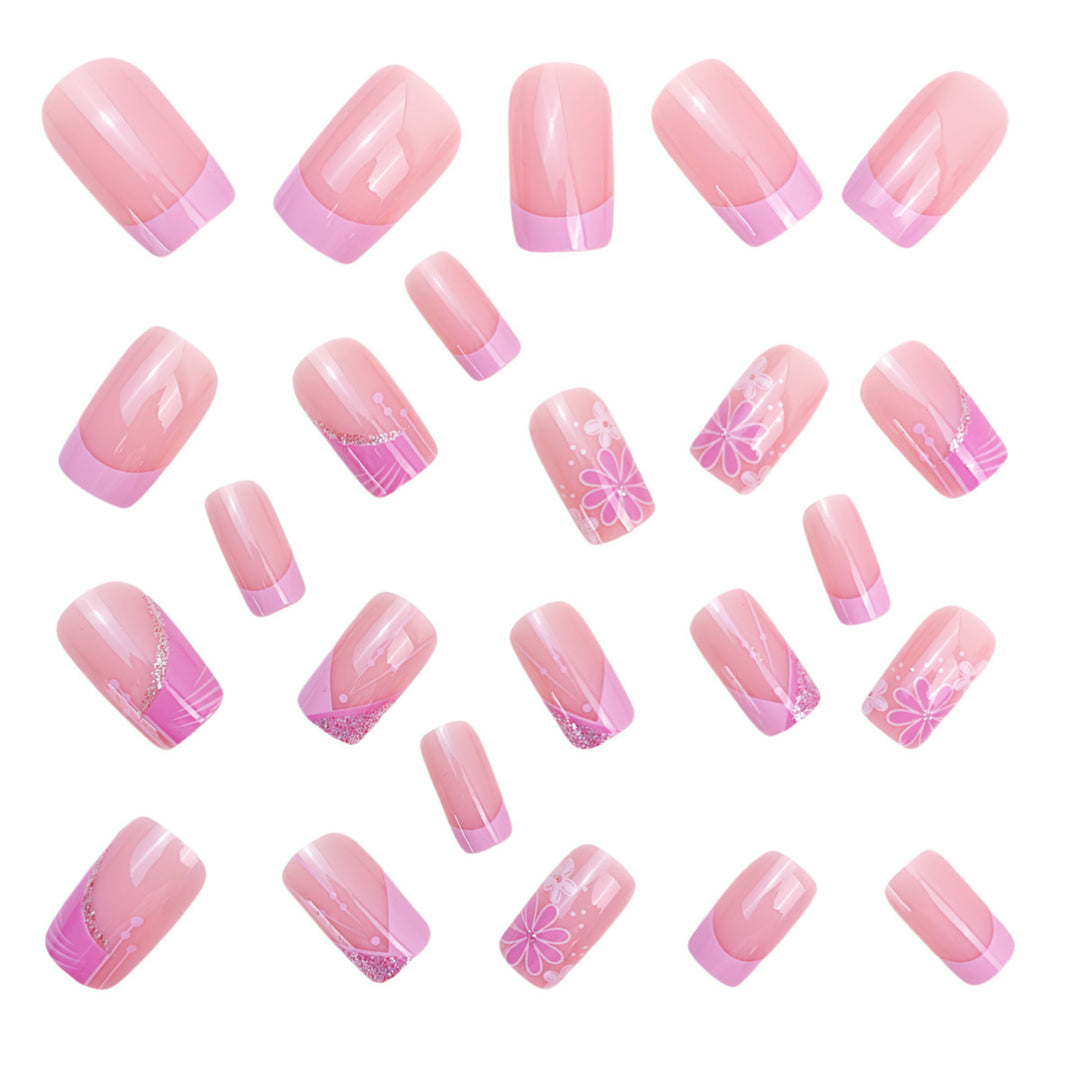 Floral Acrylic Press-On Nail Art Bowlift
