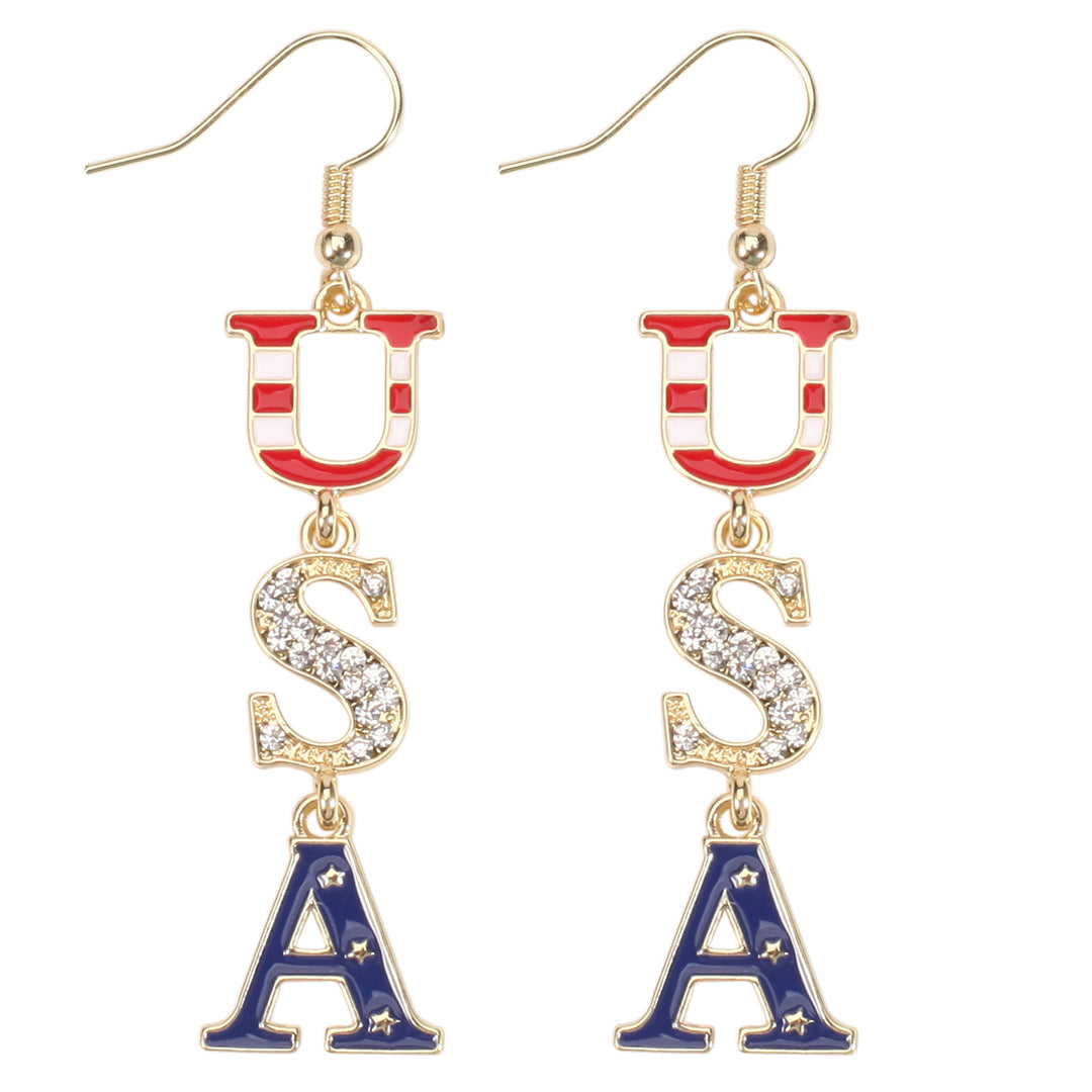 Women's filigree earrings in flag design with crystal stripes and enamel trim Bowlift