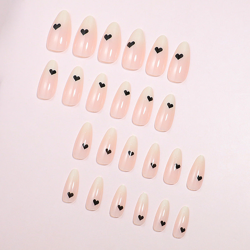 Heart-Accent Artistic Press-On Nails Bowlift