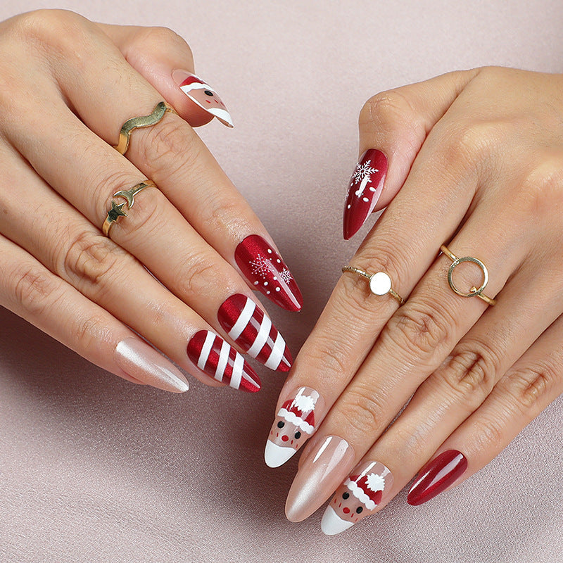 Artificial nail set with festive Christmas designs Bowlift
