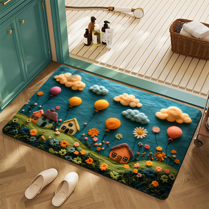 Floral Motif Bath Mat Bowlift