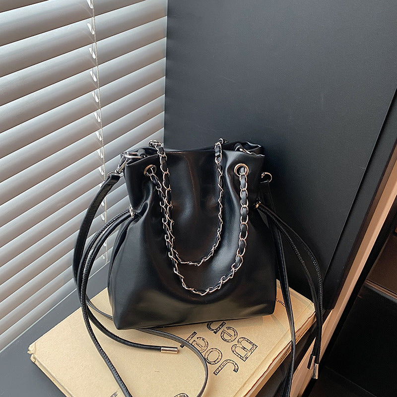 WoChic Slouchy Leather Bucket Bag Bowlift