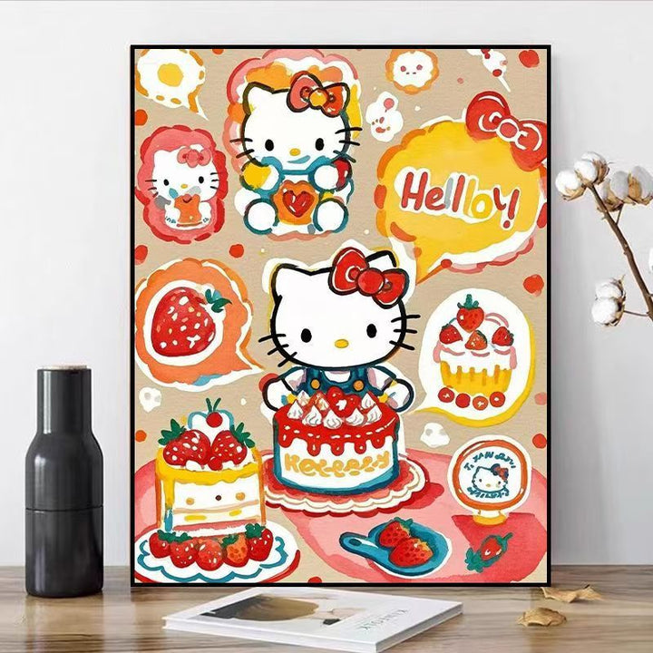 Whimsical Cat-Themed Canvas Art Print Bowlift