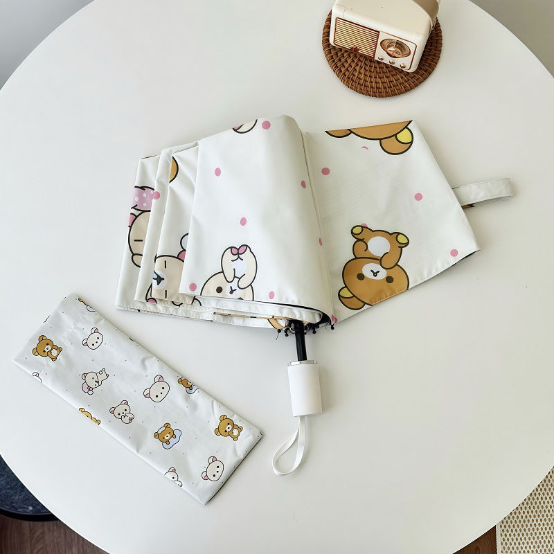 Women's Automatic Folding Umbrella with Cheerful Animal Designs Bowlift