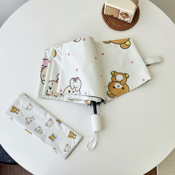 Women's Automatic Folding Umbrella with Cheerful Animal Designs Bowlift
