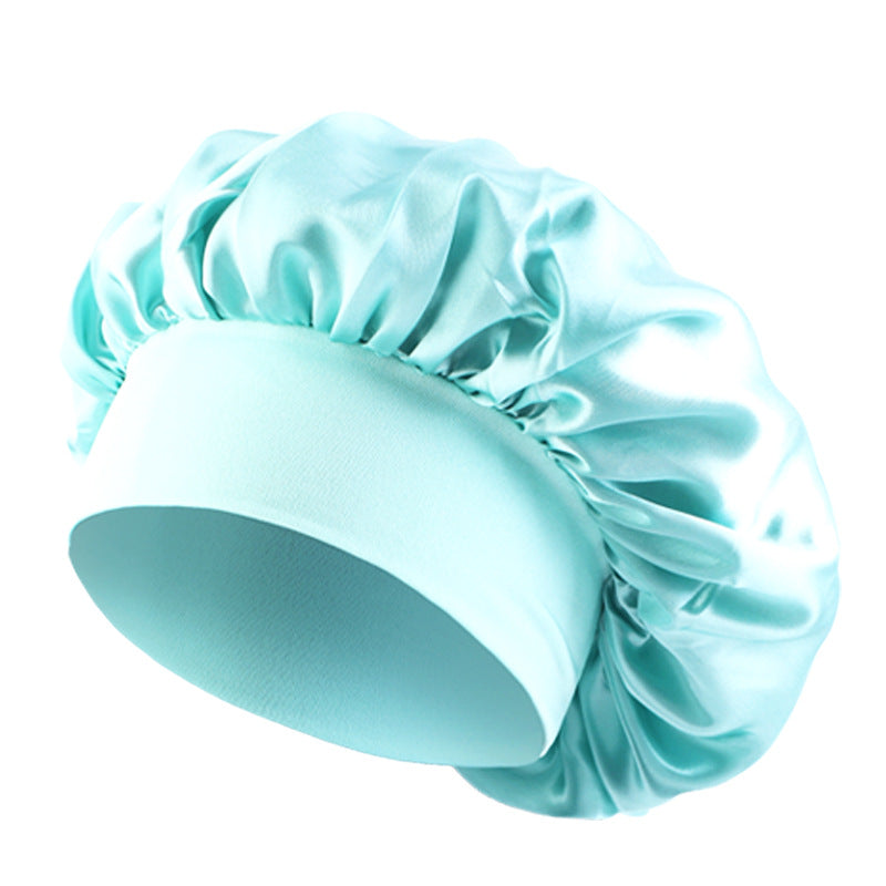 Satin sleep bonnet with wide protective elastic band Bowlift