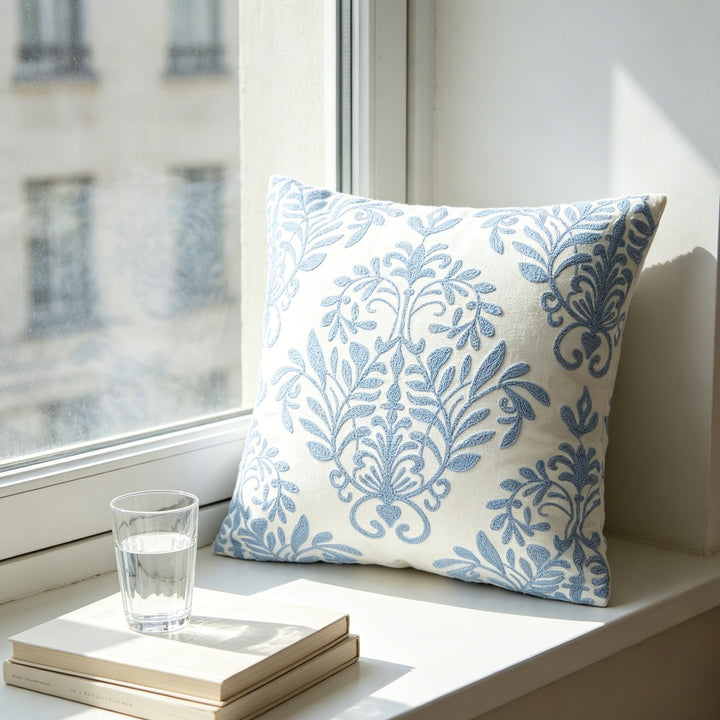 Embroidered Flower Cushion