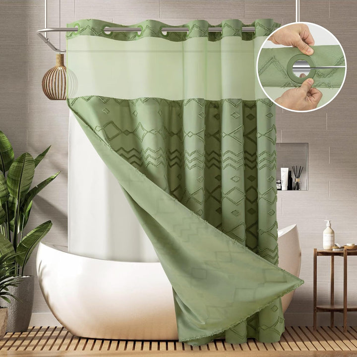 Textured Geometric Shower Curtain Bowlift