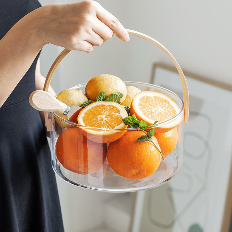 Women decorative storage bowl with ergonomic wooden handle Bowlift
