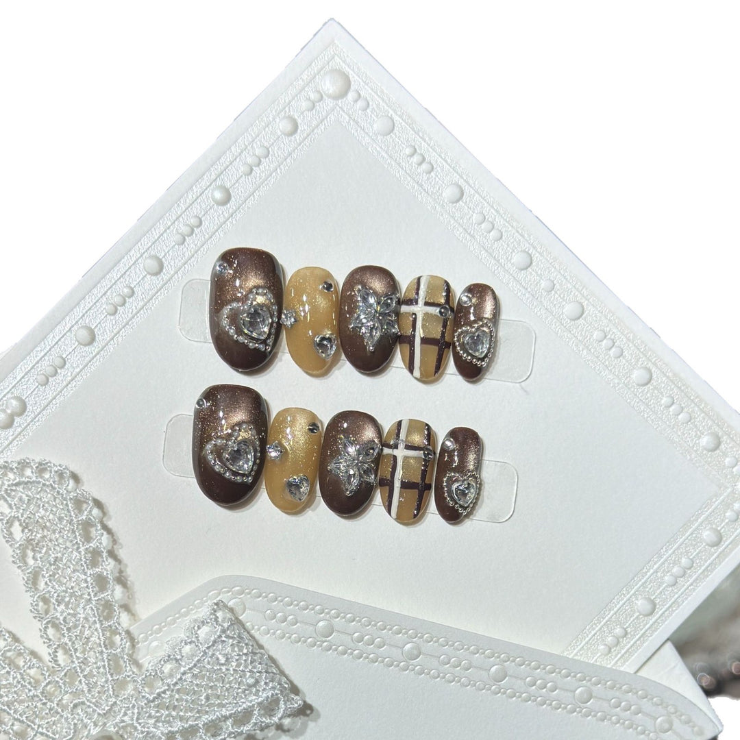 Artistic Stiletto Press-On Nail Set with Luxury Decorative Accents Bowlift