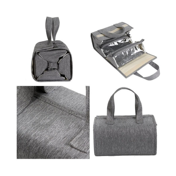 Practical cosmetic organizer bag with transparent compartments Bowlift