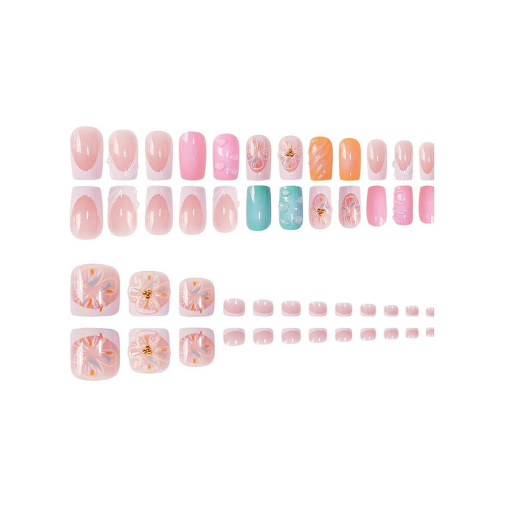 Artistic Floral Nail Enhancement Set Bowlift