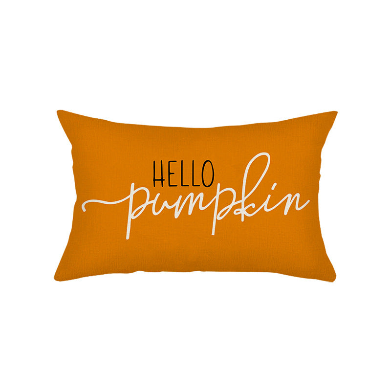 Rectangular Linen-Texture Lumbar Throw Pillow Cover with 'Home Sweet Home' Script & Hidden Zipper