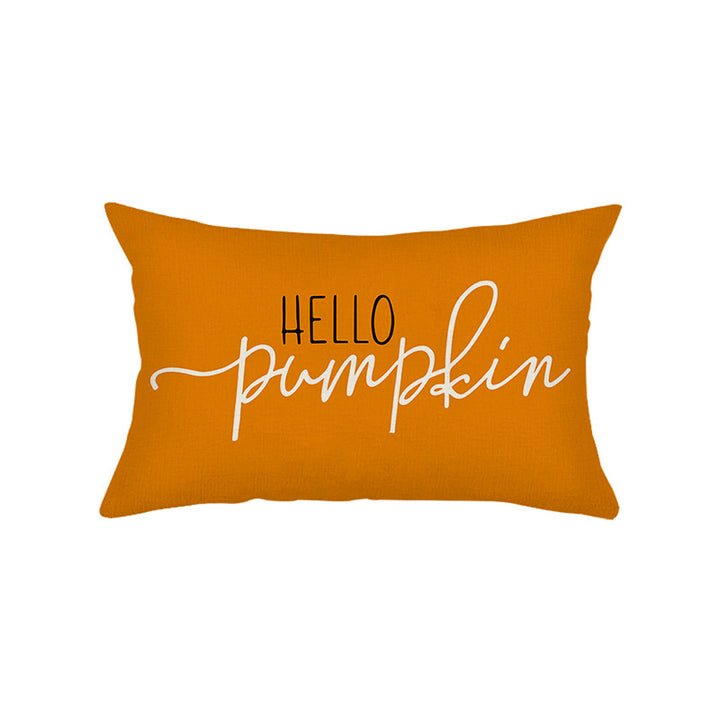 Rectangular Linen-Texture Lumbar Throw Pillow Cover with 'Home Sweet Home' Script & Hidden Zipper
