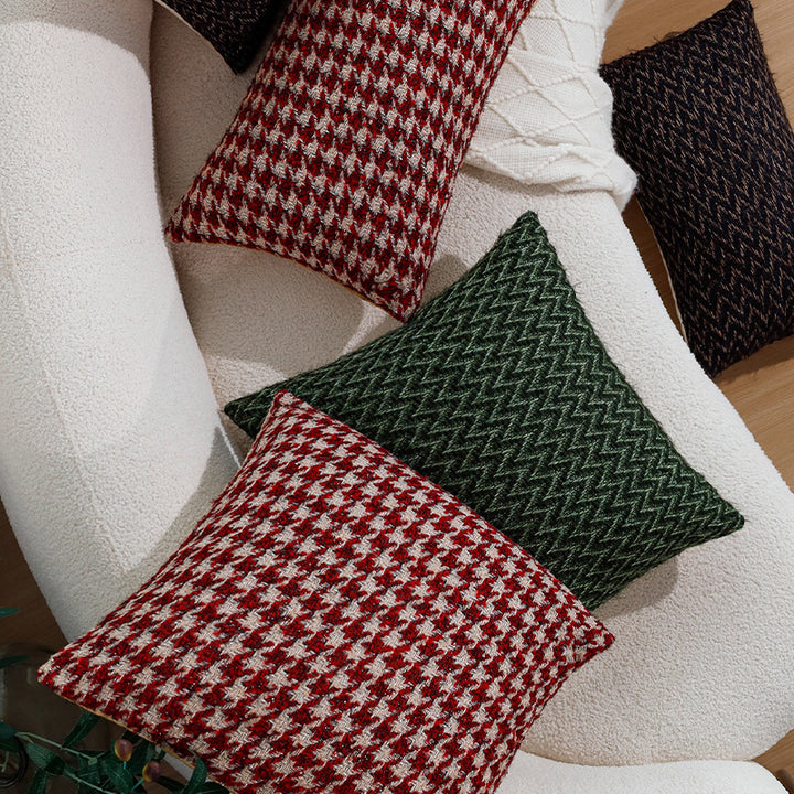 Rectangular Houndstooth Boucle Pillowcase with textured weave appearance and fine linen touch Bowlift