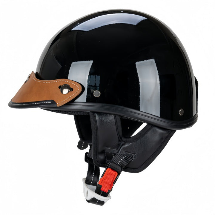 Vintage Leather-Trimmed Motorcycle Helmet Bowlift