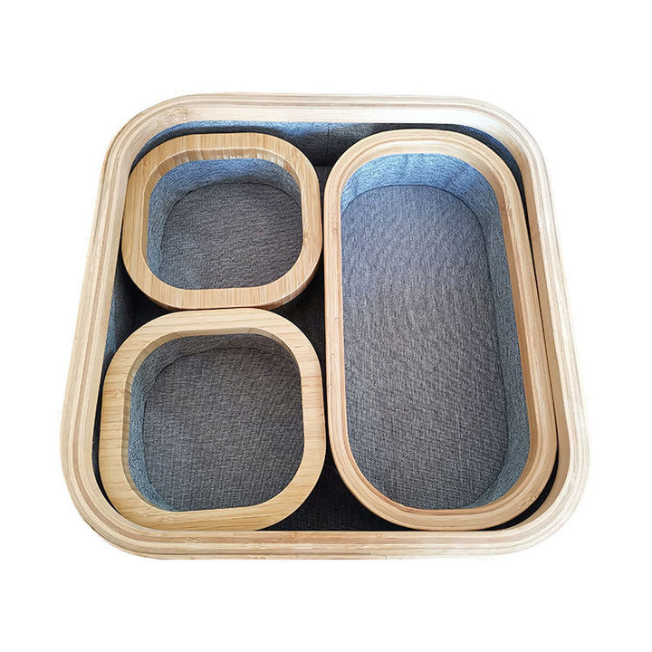 Storage basket set with bamboo frame and fabric inserts Bowlift